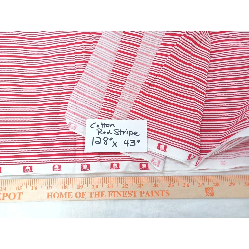 Red White Stripes Christmas Craft Sewing Quilting Cotton Fabric 1 Pc 128